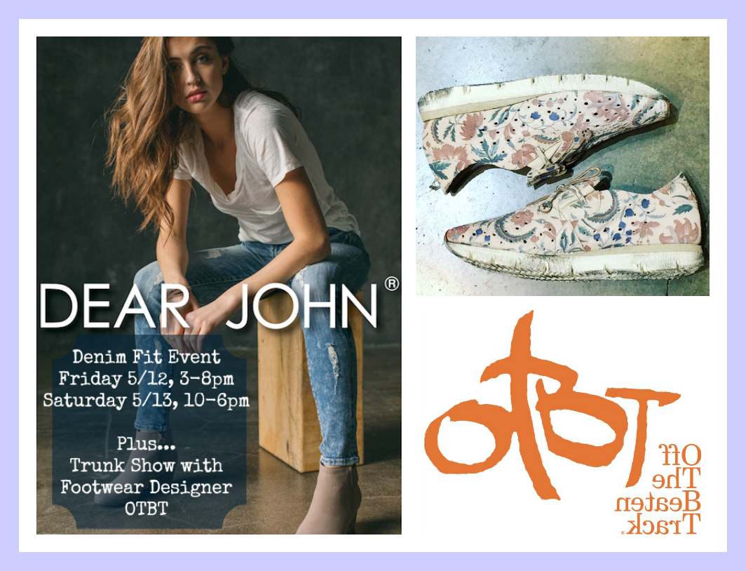 Images of dear john denim model & flowered sneakers by OTBT.