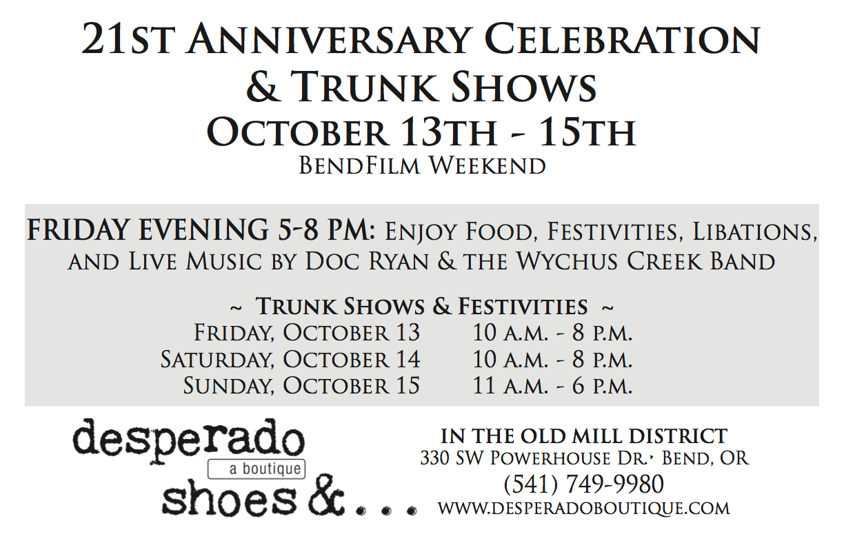 Graphic of invite for desperado's 21st anniversary Oct.13-15.