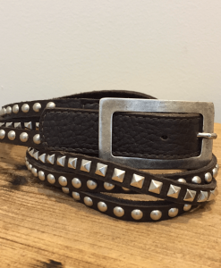 Image of the 3 strand black studded leather belt by Leatherock.