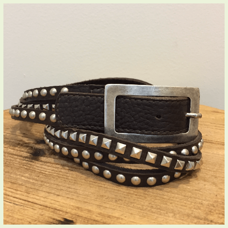 3 Strand Brown Leather Studded Belt by Leatherock - Desperado Boutique