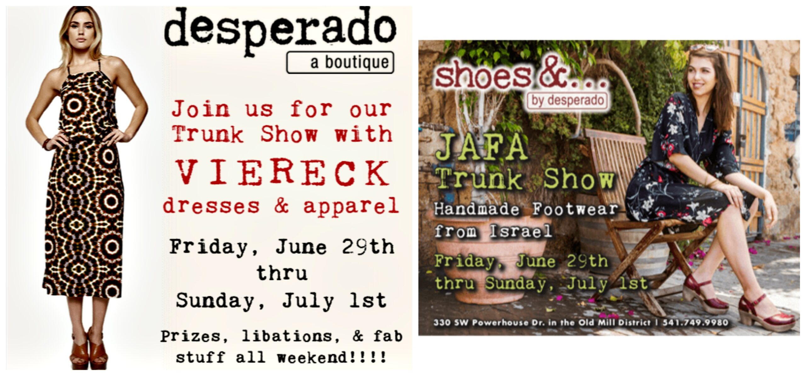 Image of our ad for Viereck & Jafa Trunk Show.