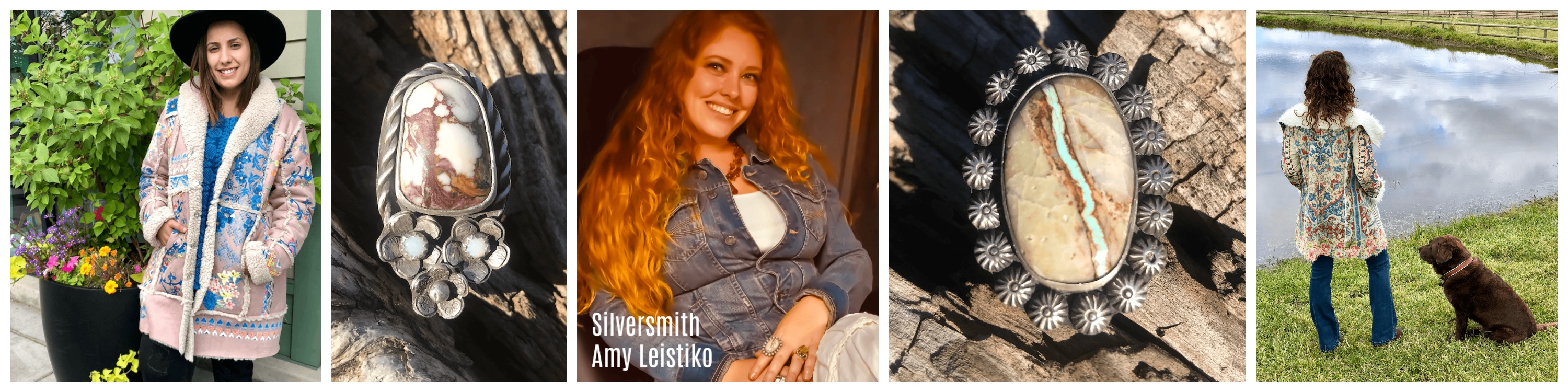 Images of Silversmith Amy Leistiko and her jewelry, plus images of Johnny Was.