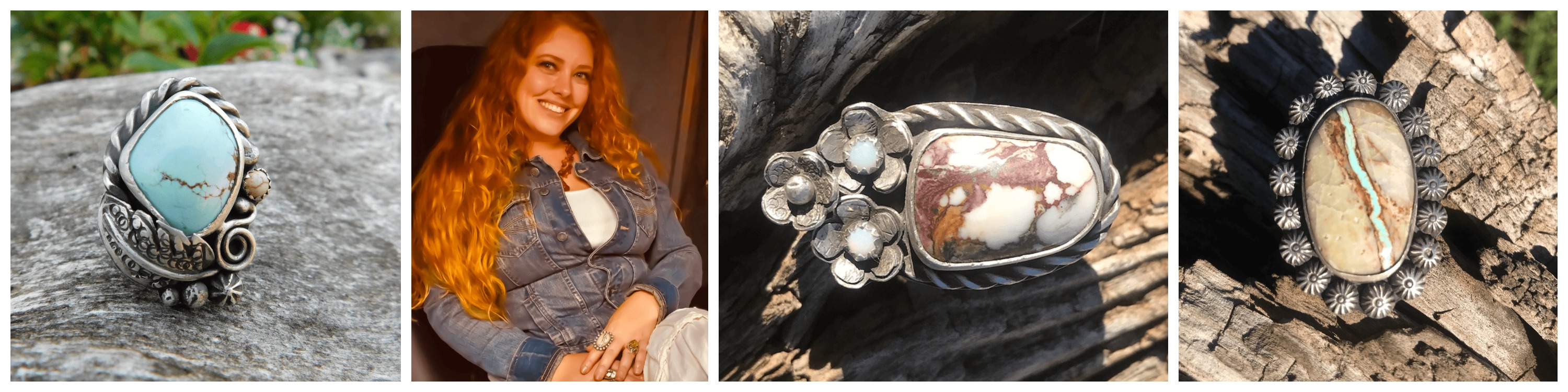 Images of Amy Leistiko and her jewelry.