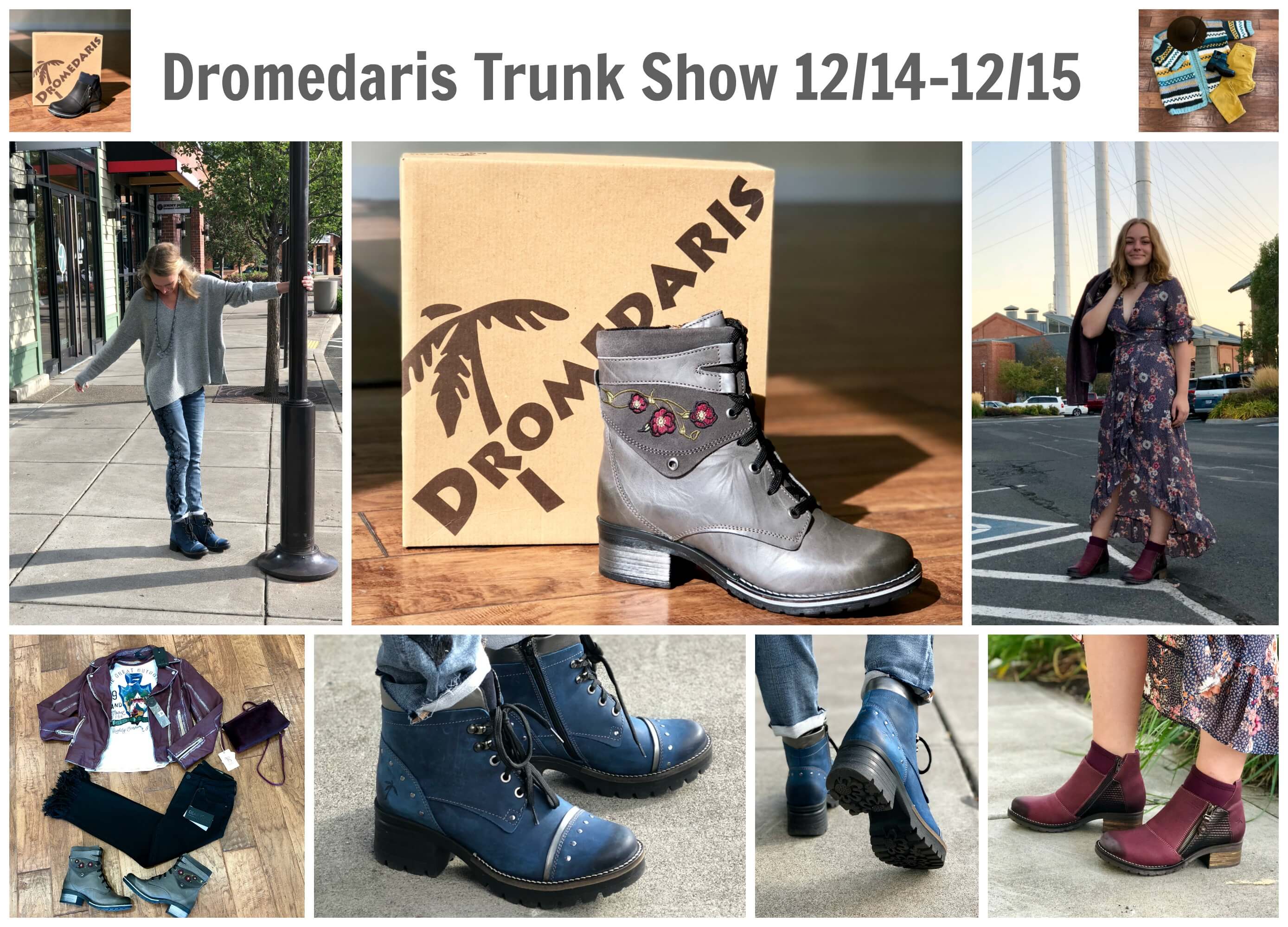Images of Dromedaris footwear.