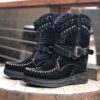 Maya Silverstone moccasin style women's ankle boot in Carbon Black by El Vaquero.